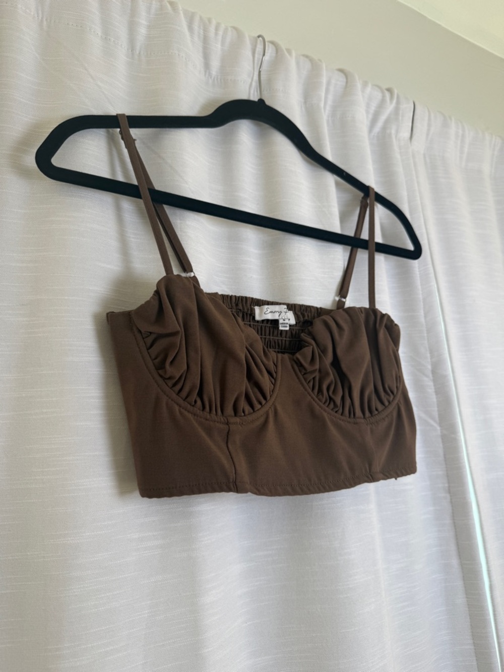 Emory Park Brown Matching Set Wide Leg Pants Ruched Crop Top Chic | Size S + M - Picture 7 of 17